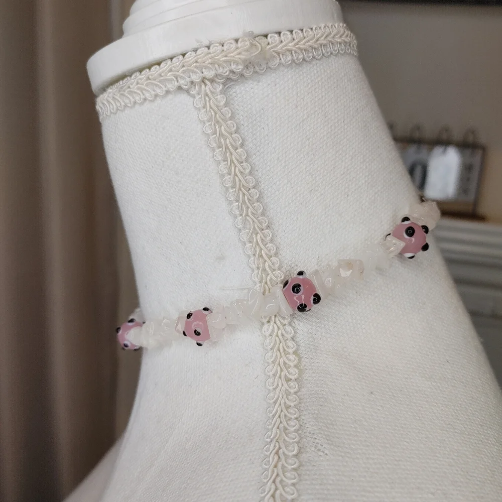 KIDS HANDMADE GLASS CHIP BEAD NECKLACE 14